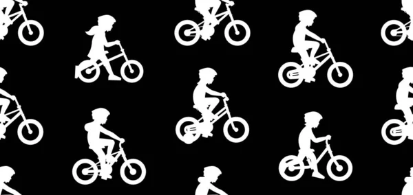 Patrón Sin Costuras Con Las Niñas Bicicleta Aislado Sobre Fondo — Archivo Imágenes Vectoriales