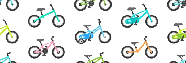 Padrão Sem Costura Com Bicicletas Kids Isolado Fundo Branco — Vetor de Stock