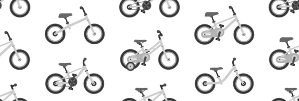 Padrão Sem Costura Com Bicicletas Kids Isolado Fundo Branco — Vetor de Stock