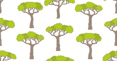Ağaçları ile Seamless modeli. Beyaz arka plan üzerinde izole