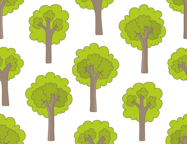 木とのシームレスなパターン 白い背景に分離 — ストックベクタ