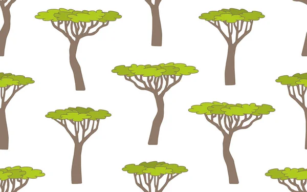 Seamless Pattern Trees Isolated White Background — Stock Vector