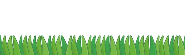 Grüner Grasrand Nahtloses Muster Isoliert Auf Weißem Hintergrund — Stockvektor