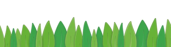 Grüner Grasrand Nahtloses Muster Isoliert Auf Weißem Hintergrund — Stockvektor