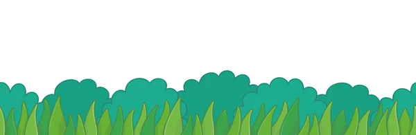 Grüner Strauch Mit Grasrand Nahtloses Muster Isoliert Auf Weißem Hintergrund — Stockvektor