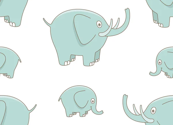 Bezešvé Vzory Elefanty Izolované Bílém Pozadí — Stockový vektor