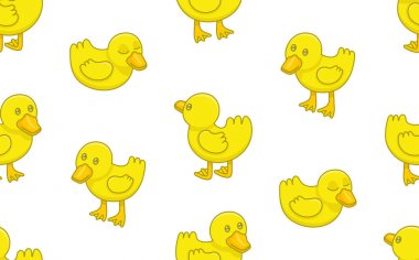Ducklings ile Dikişsiz Desen. beyaz arka plan üzerinde izole