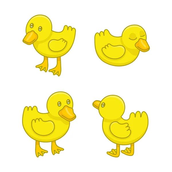 Set Ducklings Isolated White Background — Stock Vector