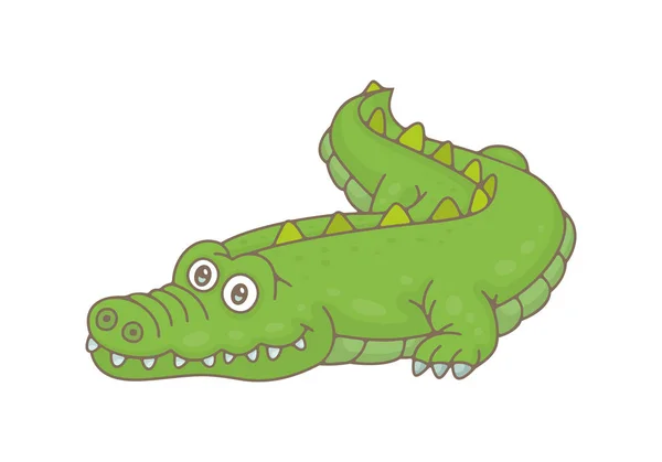 Krokodýl Izolované Bílém Pozadí — Stockový vektor