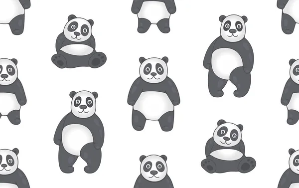 Padrão Sem Costura Com Pandas Isolado Fundo Branco — Vetor de Stock