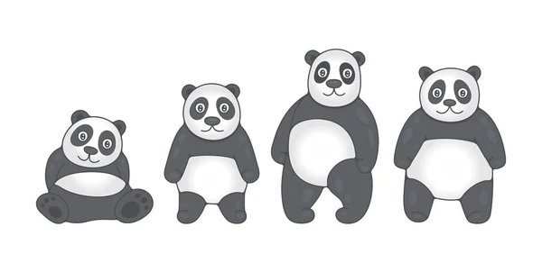 Pandas Isoliert Auf Weißem Hintergrund — Stockvektor