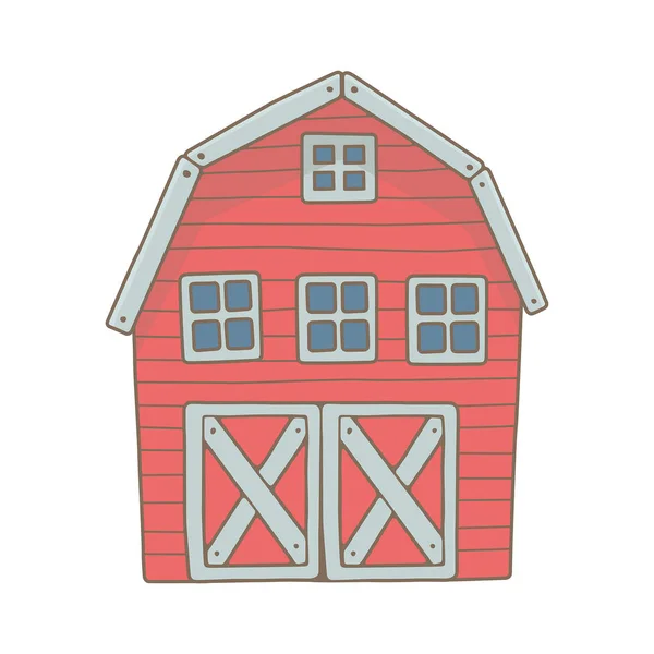 Red Wooden Farm Barn Isolated White Background — Stock Vector