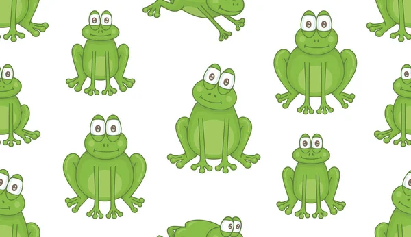 无缝模式与青蛙 隔离在白色背景上 — 图库矢量图片
