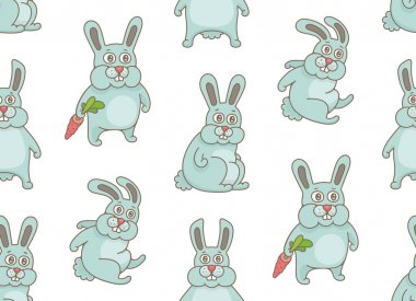 Tavşanile Dikişsiz Desen. beyaz arka plan üzerinde izole