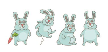 Tavşanlar seti. beyaz arka plan üzerinde izole