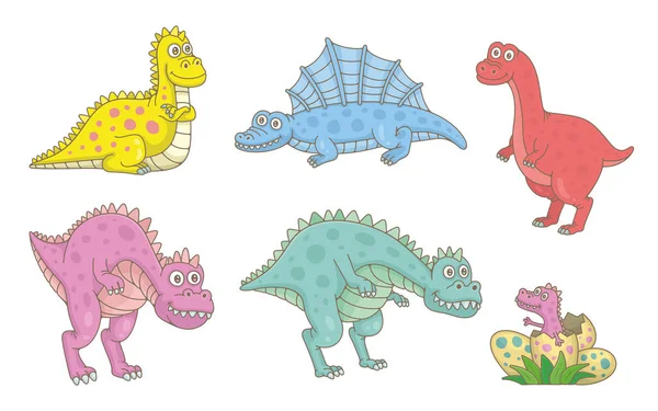 Ensemble Dinosaures Isolé Sur Fond Blanc — Image vectorielle