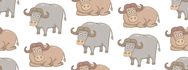 Bezešvé Vzory Buffalosem Izolované Bílém Pozadí — Stockový vektor