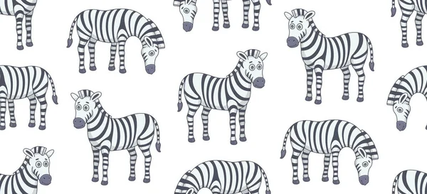 Padrão Sem Costura Com Zebras Isolado Fundo Branco —  Vetores de Stock