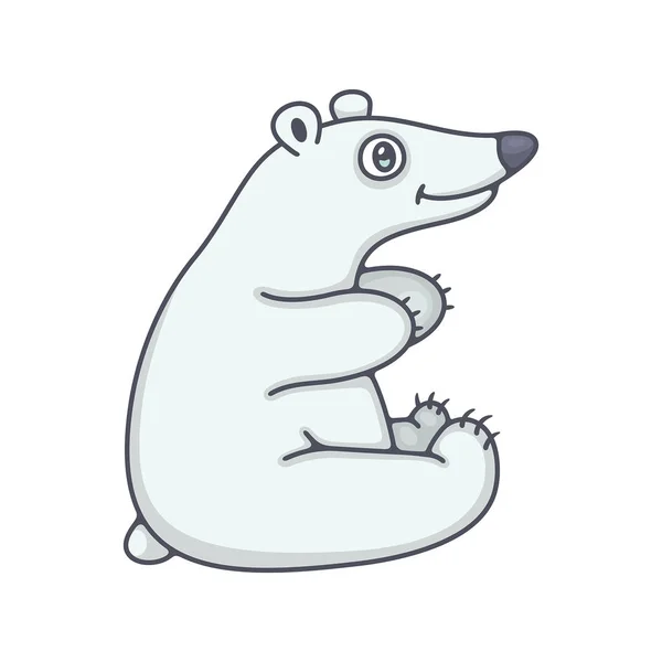 Isbjørnungen Isolert Hvit Bakgrunn – stockvektor