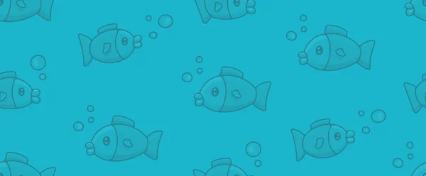Nahtloses Muster Mit Fisch Isoliert Auf Blauem Hintergrund — Stockvektor