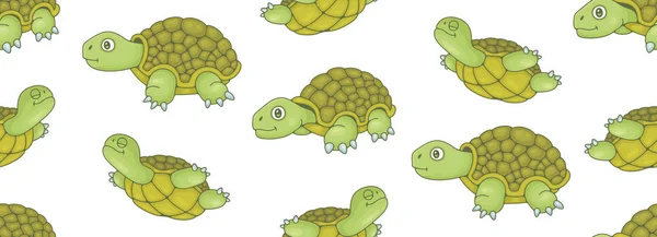 Naadloos Patroon Met Schildpadden Geïsoleerd Witte Achtergrond — Stockvector