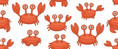 Yengeçler ile Dikişsiz Desen. beyaz arka plan üzerinde izole