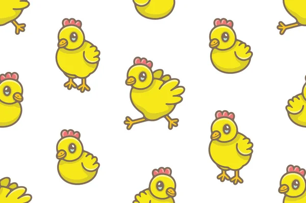 Seamless Pattern Chicks Isolated White Background — Stock Vector