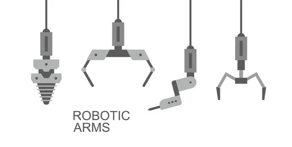 Braços Robóticos Mãos Design Banner Isolado Fundo Branco —  Vetores de Stock