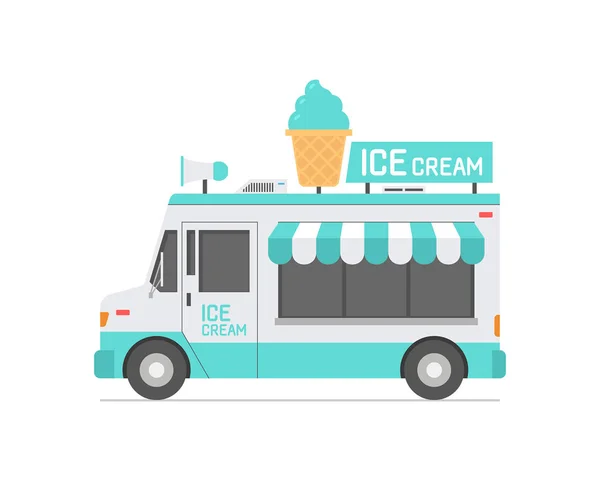 冰淇淋卡车隔离在白色背景上 — 图库矢量图片