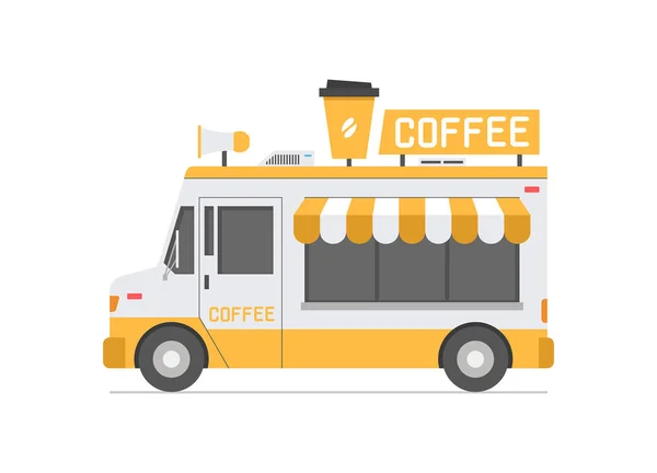 Φορτηγό Του Καφέ Απομονώνονται Λευκό Φόντο — Διανυσματικό Αρχείο