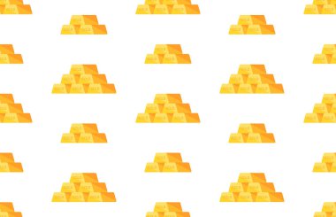 Altın külçeli kusursuz desen. beyaz arkaplanda izole