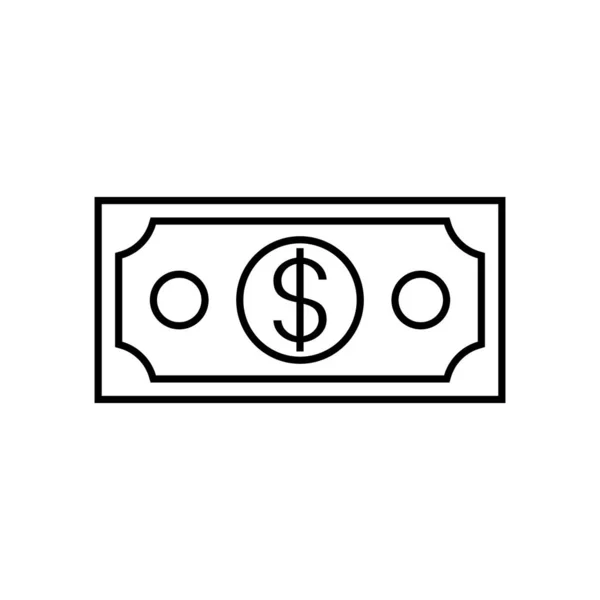 Dollarsedelikonen Isolerad Vit Bakgrund — Stock vektor