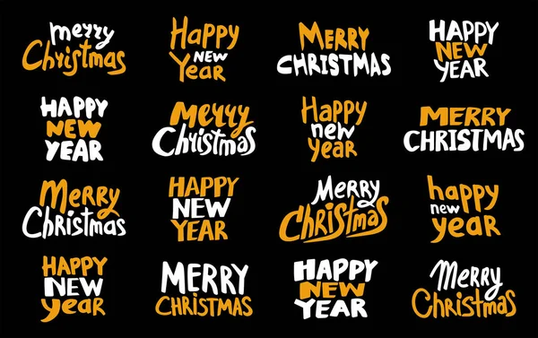 Collection Lettres Noël Bonne Année Jeu Typographie — Image vectorielle