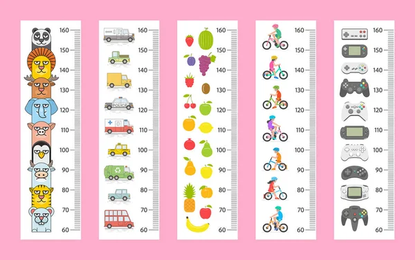 Kinder Höhendiagramm Flachen Stil Isoliert Auf Weißem Hintergrund — Stockvektor