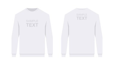 Beyaz erkek kazağı. Erkeklerin boş eşofman altı şablonu, ön ve arka görüş. beyaz arkaplanda izole