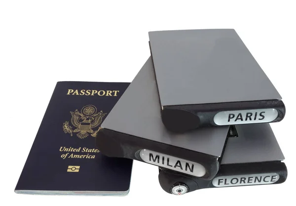 Изолированные Паспорта Сша Европейские Путевые Книги — стоковое фото