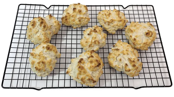 Homemade Shortcake Biscuits Cooling Rack Isolated — Stock Photo, Image
