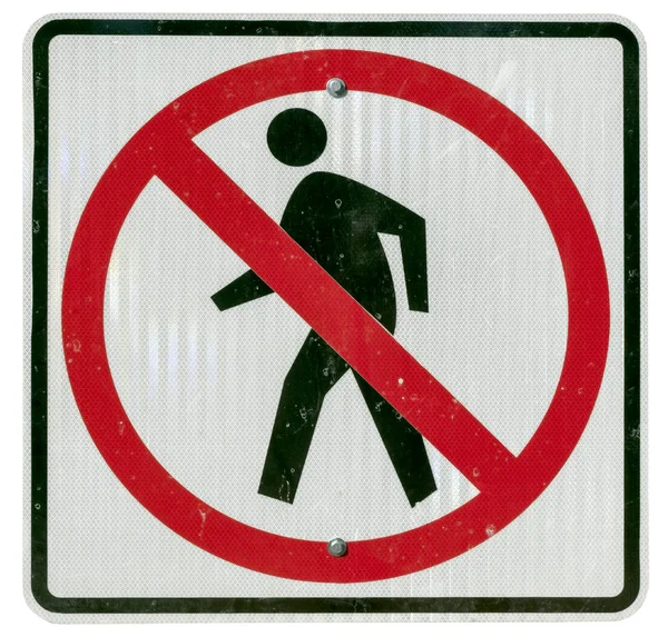 Isolated Pedestrians Sign Rather Abused Scratches Dents — Stock Photo, Image