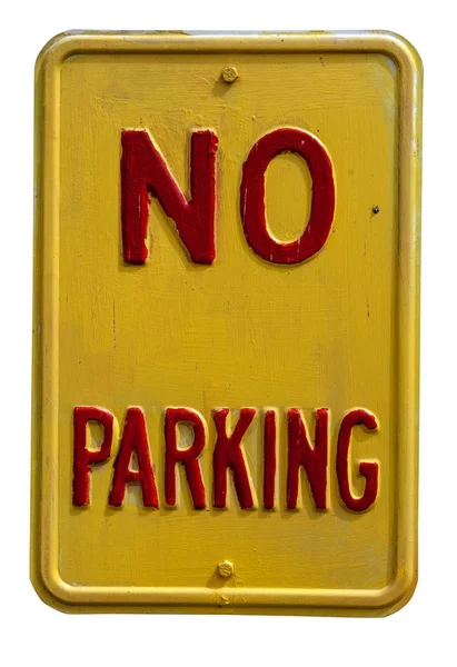 Vereinzeltes Parking Schild Mit Rotem Schriftzug Auf Gelb — Stockfoto