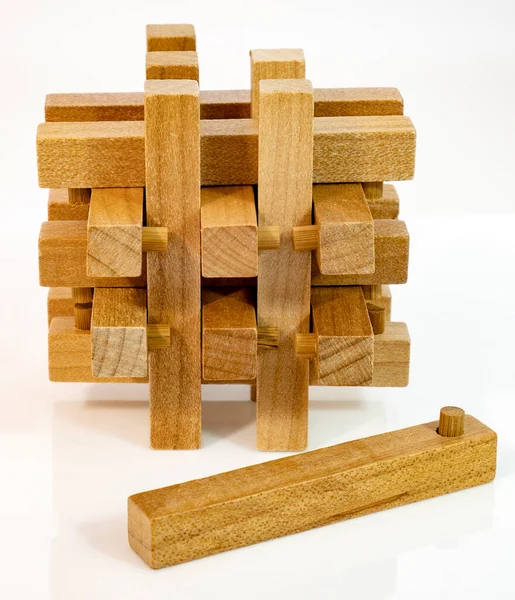 Isolated Wood Puzzle Thinking Concept — Stock Photo, Image