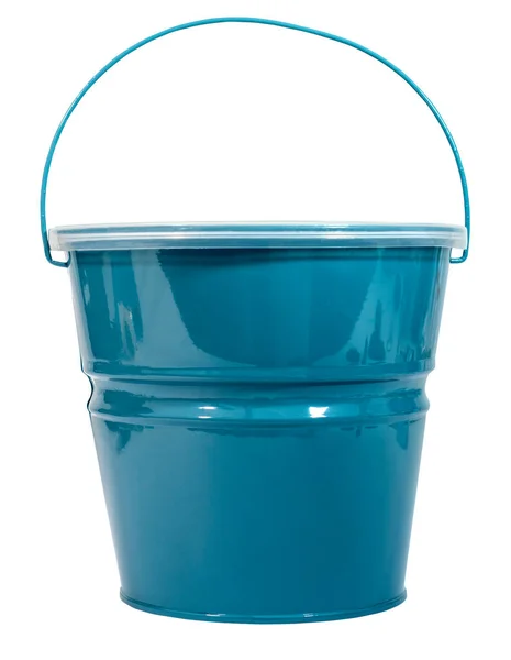 蓝色绿色桶 有塑料盖 柠檬汁柠檬草蜡烛 被隔离了 — 图库照片