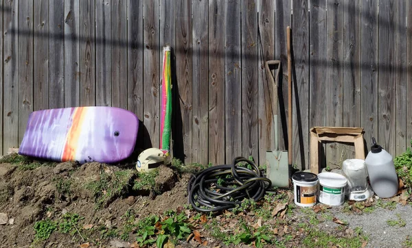 Array Leisure Work Items Abandoned Alley Fence Free Taking — Stock Photo, Image