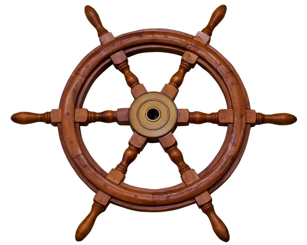 Ship Steering Navigation Wheel Isolated White — Stock Photo, Image