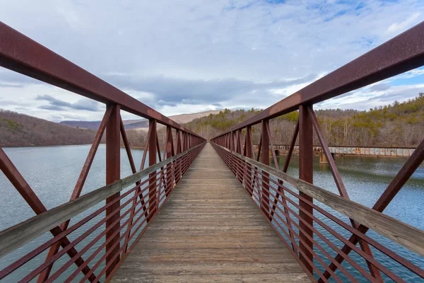 Foot pedestrian bridge spanning the James River in Virginia.