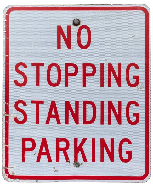 Ingen Stopping Standing Parking Tecken Isolerad Vit — Stockfoto