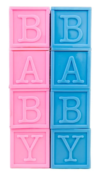 Blocs Bébé Plastique Rose Bleu Isolé — Photo