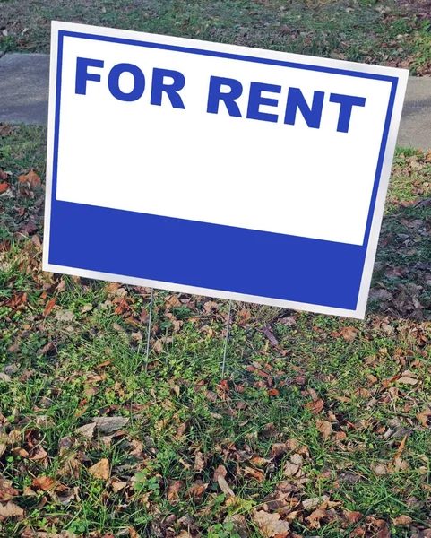 Rent Sign Lawn Autumn Leaves Copy Space — Stock Photo, Image