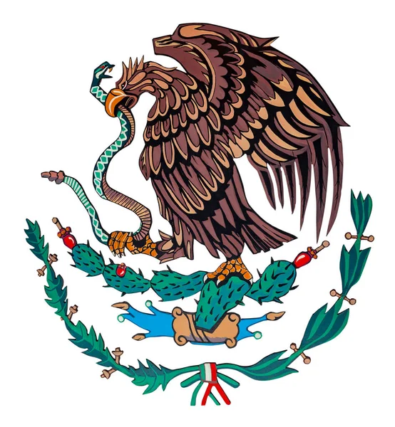 Mexikanska Nationella Emblem Isolerad Vit — Stockfoto