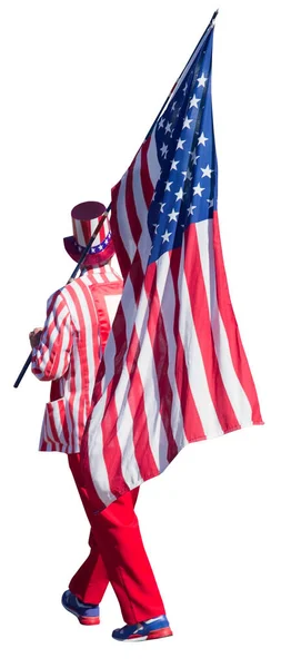 Sam Bácsi Figura Amerikai Zászlóval Hátulról Nézve — Stock Fotó
