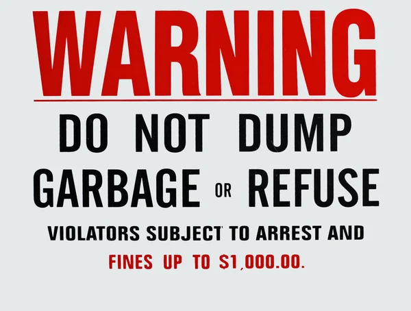 Предупреждение Знак Dump Garbage Отказ — стоковое фото